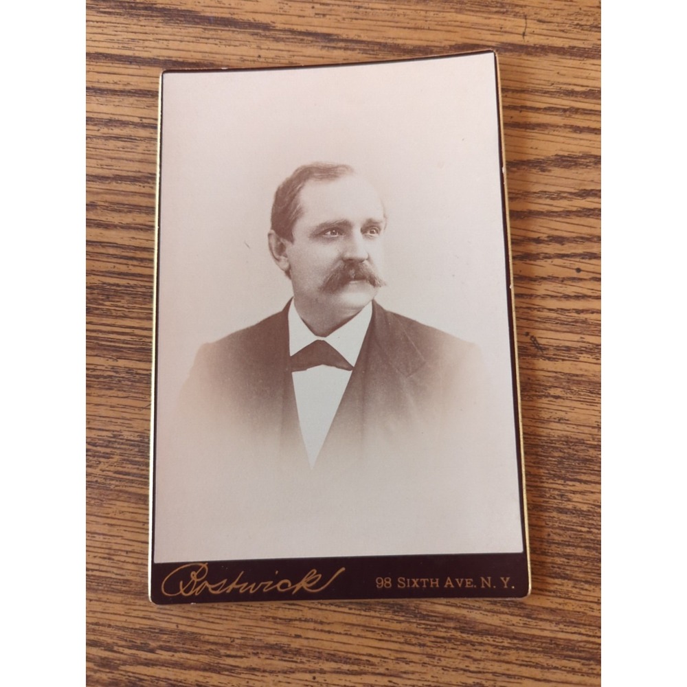 Antique Cabinet Card Man Gentleman Photo Victorian Portrait New York NY Bostwick